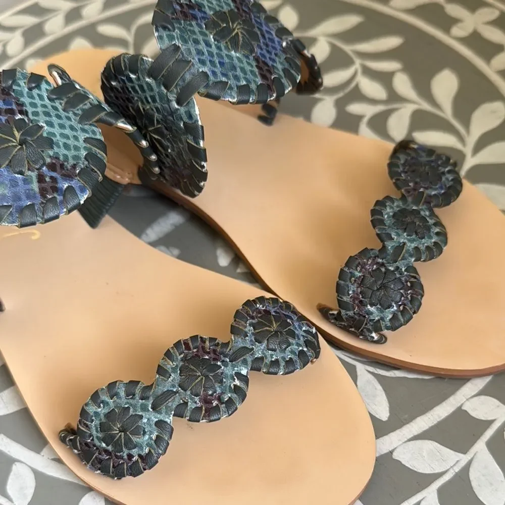 Jack Rogers Lauren Blue Slide Sandals sz 6
